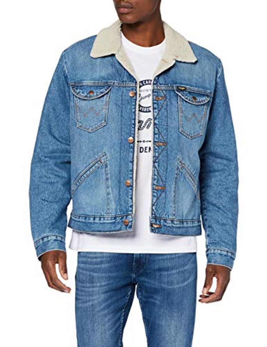 Moda Wrangler Icons Sherpa Chaqueta de mezclilla, Azul