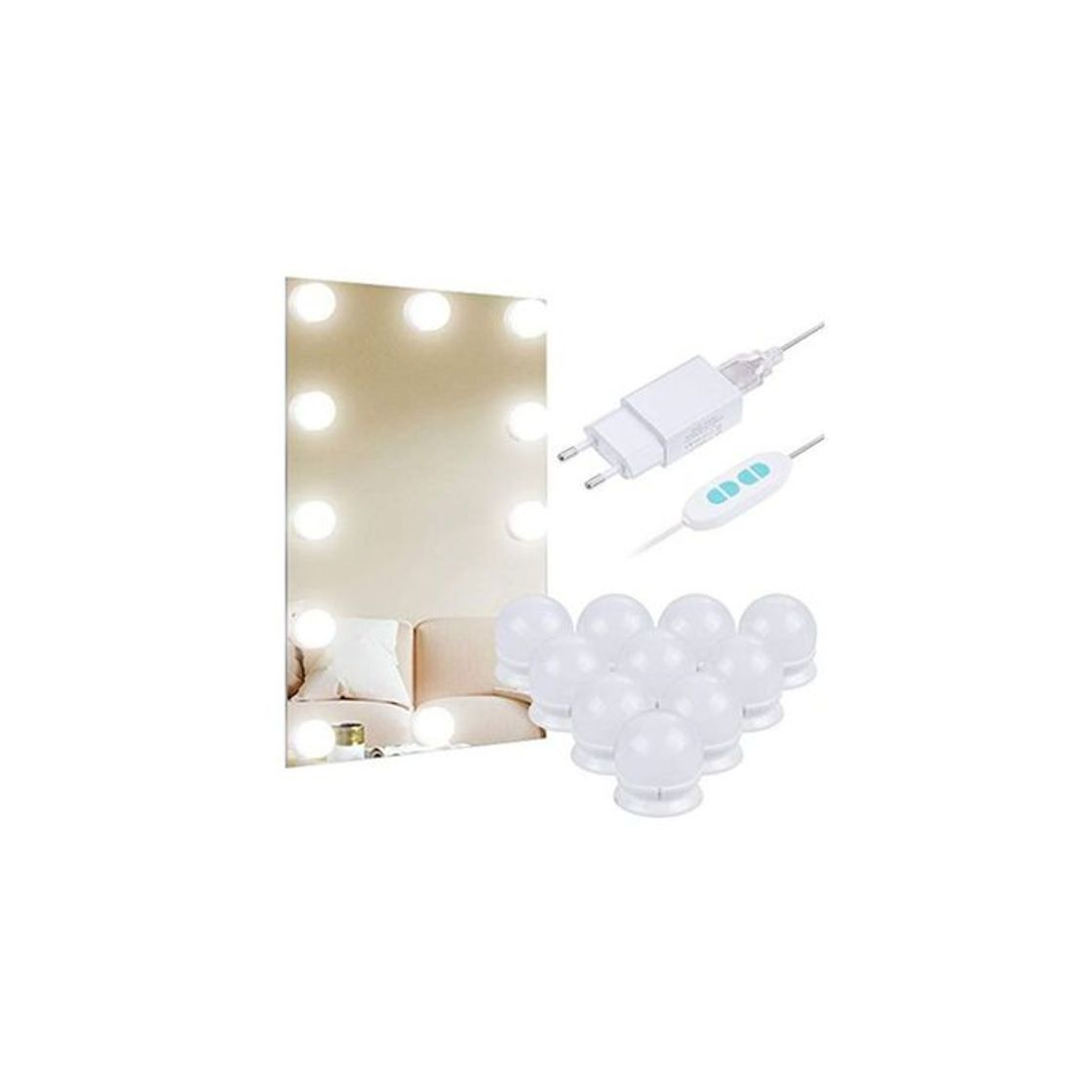 Producto Anpro Luces LED Kit de Espejo con 10 Bombillas regulables