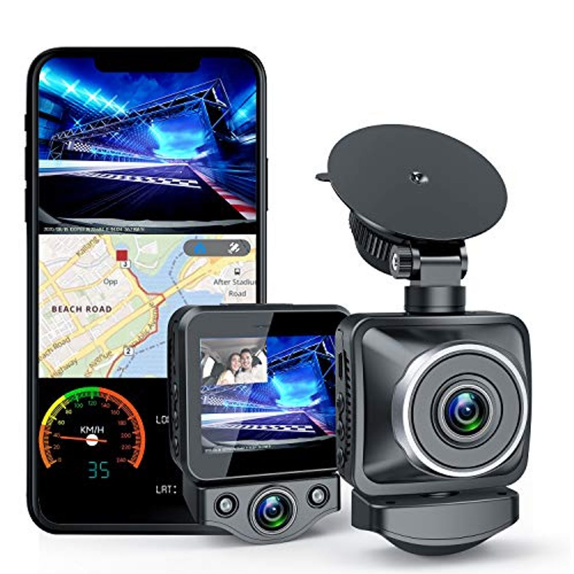 Producto ANKEWAY Cámara de Coche Doble Dash Cam con WiFi y GPS