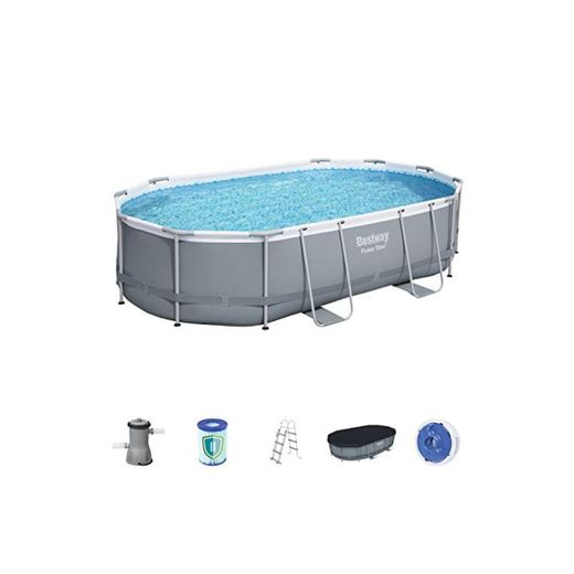 BESTWAY 56448 - Piscina Desmontable Tubular Power Steel Oval 488x305x107 cm Depuradora