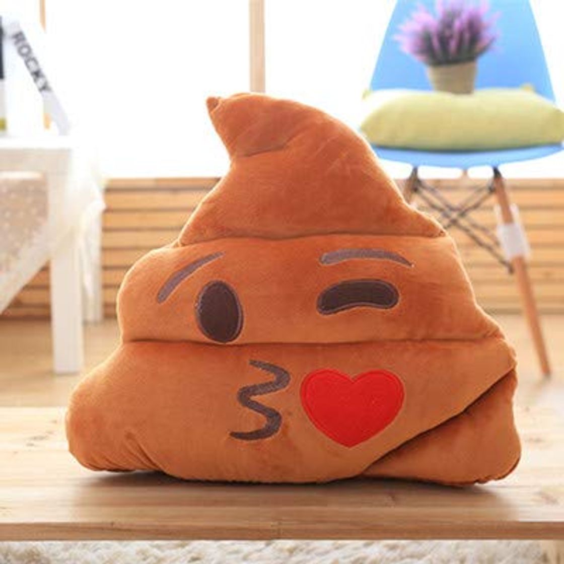 Product ML Cojines Emoticono Cojín Almohada Redonda Emoticon Peluche Bordado con giño 35x33x10cm Marron