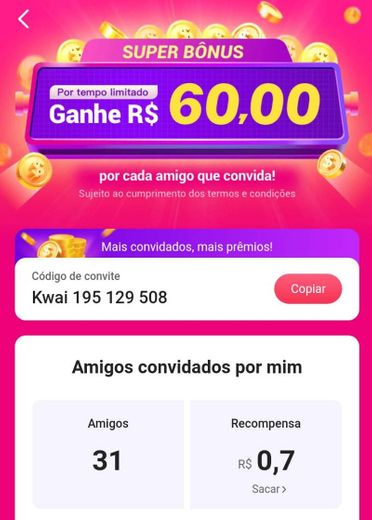 kwAi pagando até 60 reais por indicação 😱😱 baixe já ⬇️⬇️