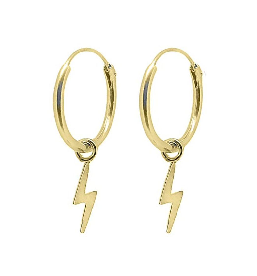 Moda Pendientes Aro Colgante Plata de Ley 925 Chapado Oro 24 K