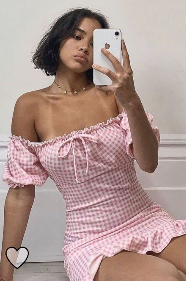 Moda Vestido quadriculado rosa💕