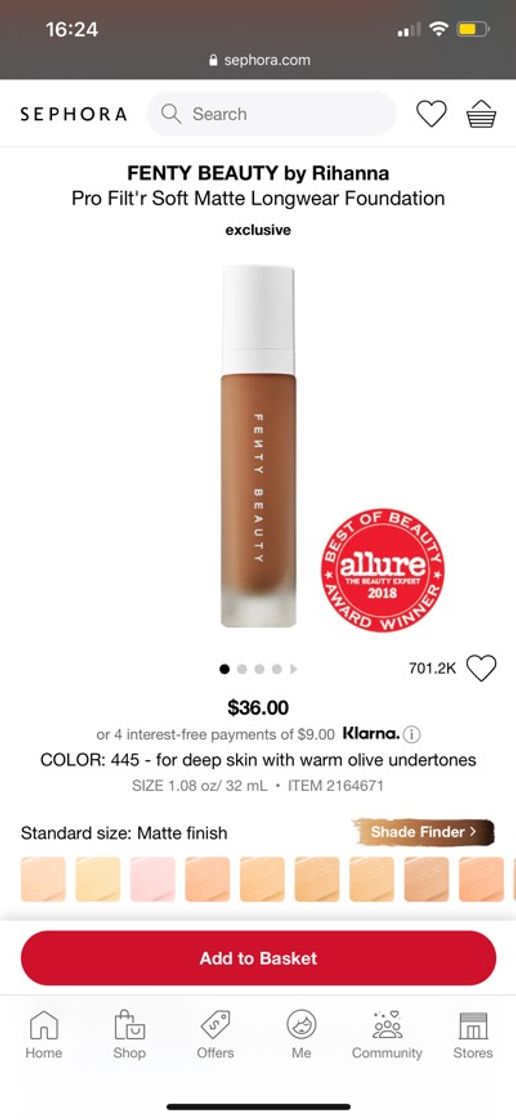 Fashion Pro Filt'r Soft Matte Longwear Foundation - FENTY BEAUTY by ...