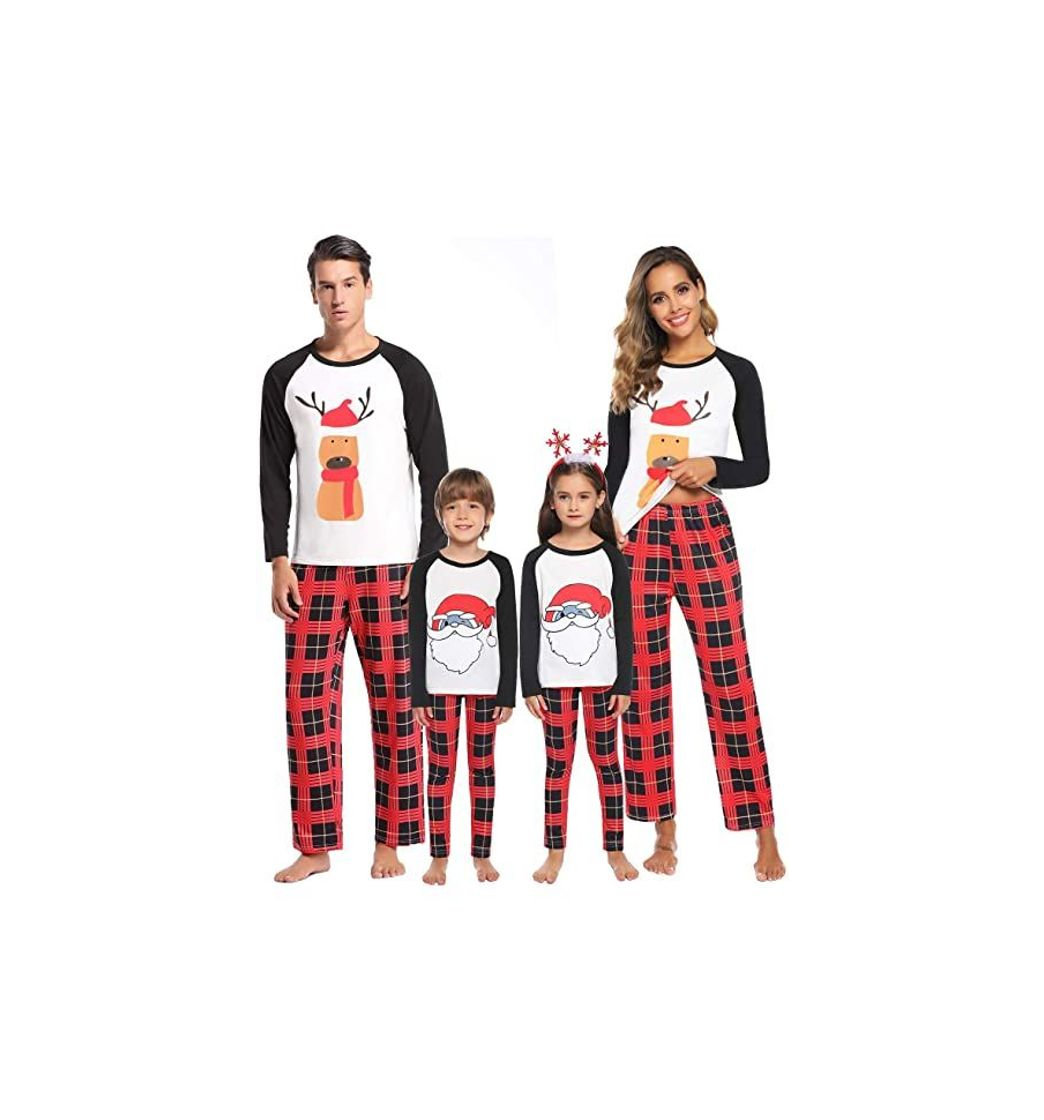 Fashion iClosam Pijamas De Navidad Familia Conjunto Pantalon y Top Mujer Hombre Niños Niña Algodón Camisetas De Manga Larga Sudadera Chándal