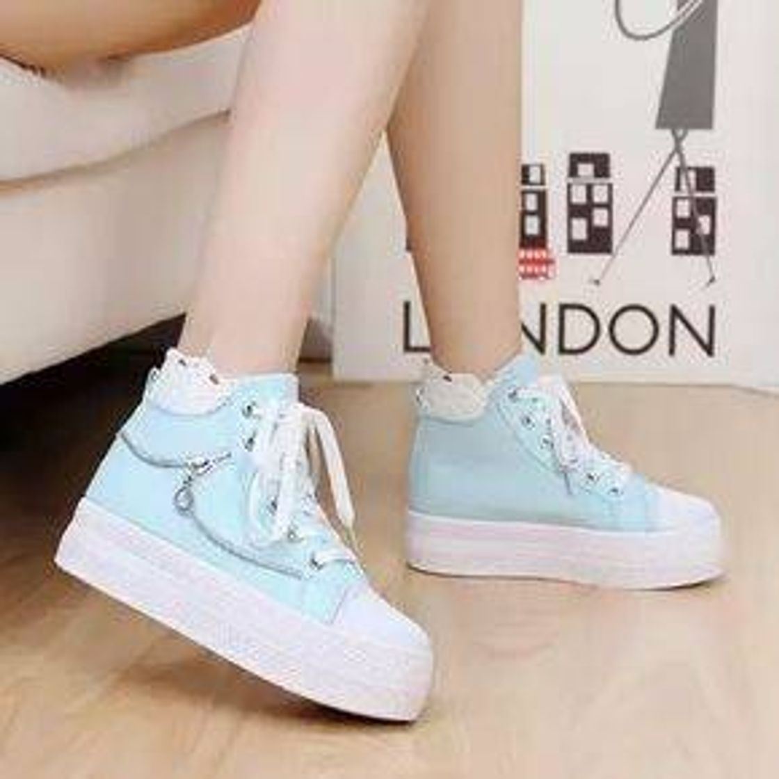 Fashion Tênis estilo AllStar azul pastel