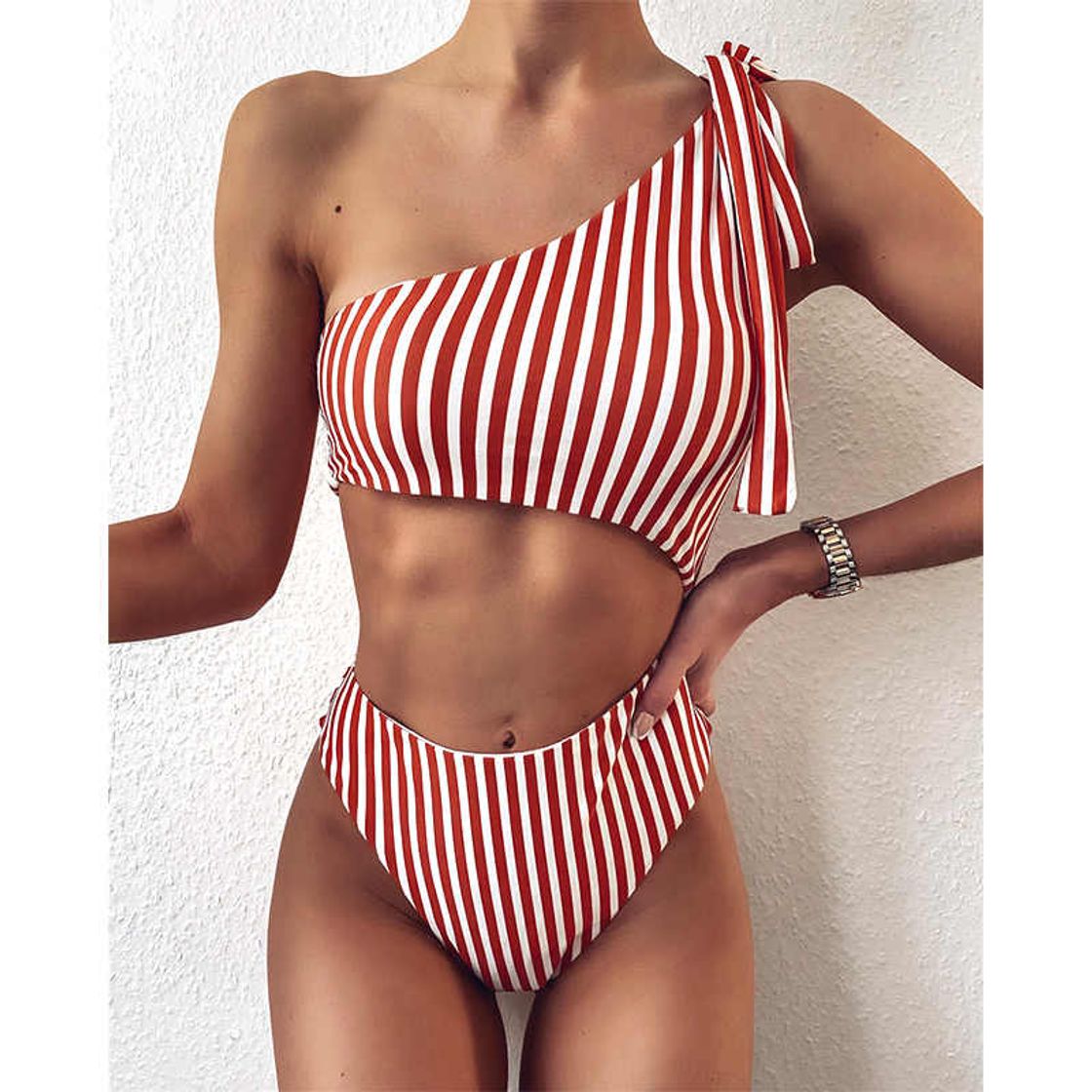 Bañador Reductor de Mujer Traje de Baño de Una Pieza de Rayas