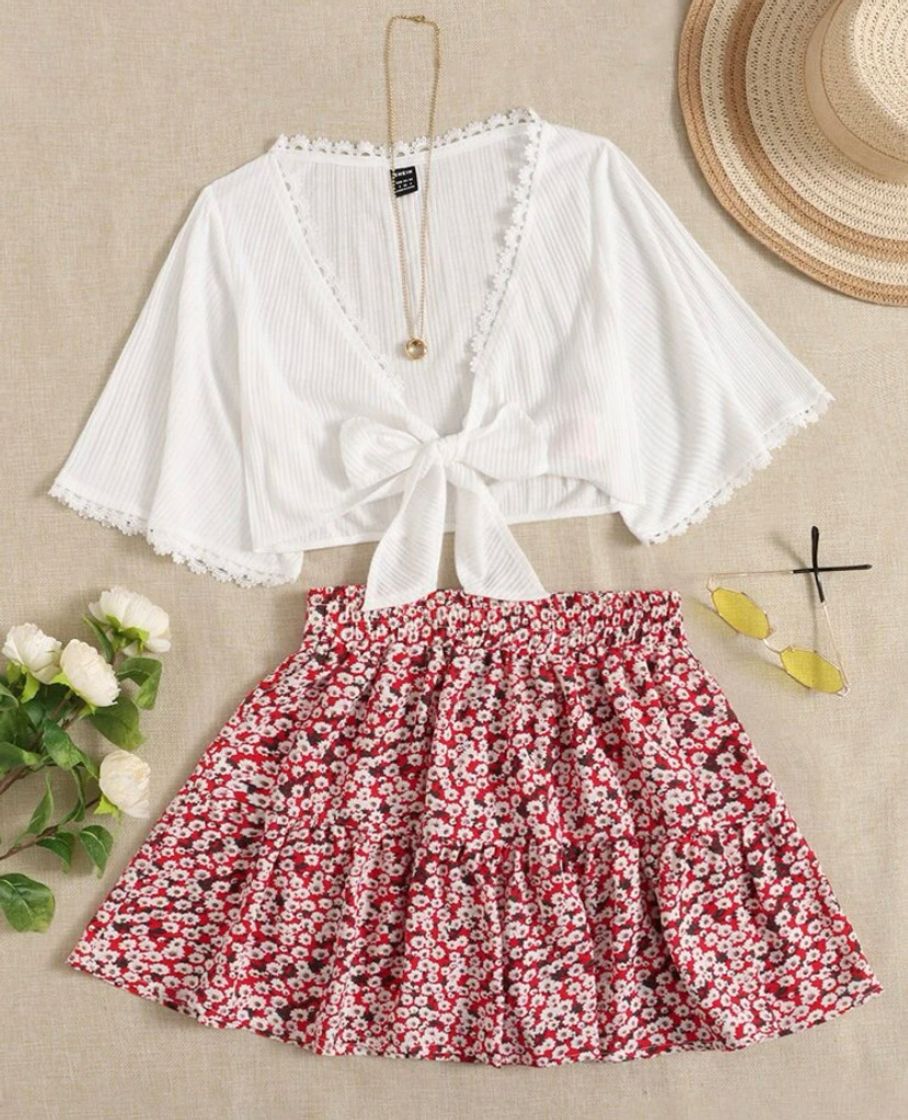 Moda Conjunto de falda florar 