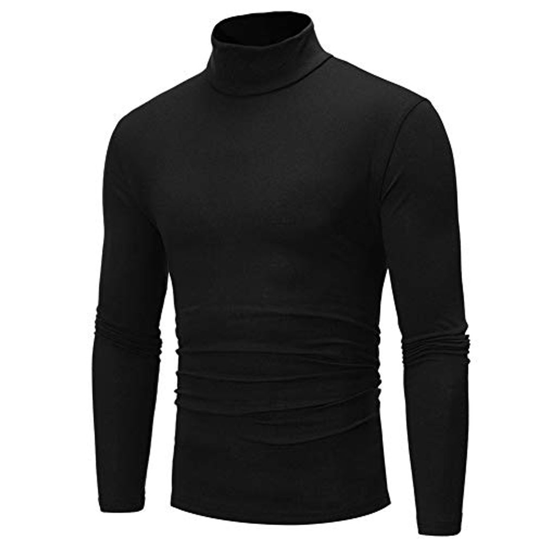 Moda Camisetas de hombre de cuello alto de manga larga Tops color sólido térmica camisa masculina Slim Fit de compresión Camisetas negras