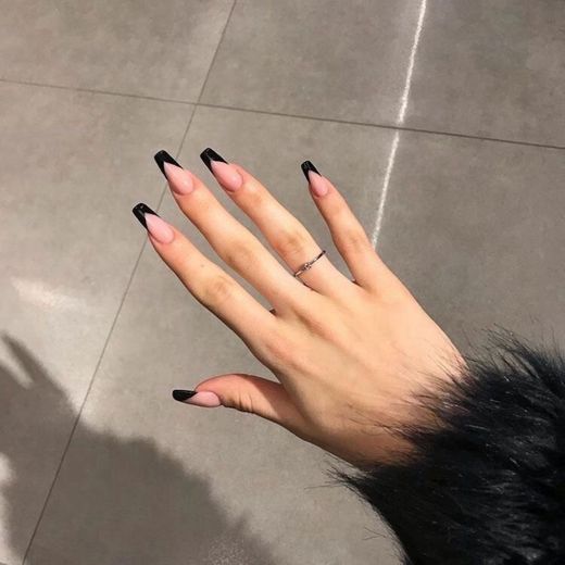 Nude and Black Nails