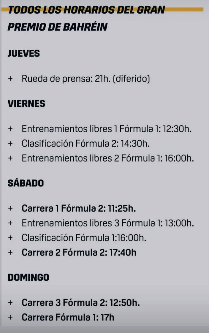 Fashion 🏎️🏁 Horario - 🇧🇭 Bahrain Grand Prix 2021 - F1 Race