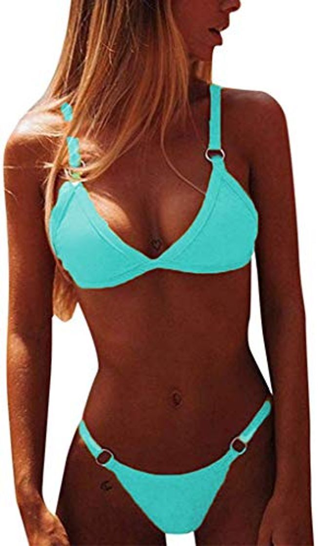 Social CheChury Bikini Mujer Conjuntos Brasileño Sexy Tanga Mujer Playa Ropa de Baño Traje de Baño Sexy Bañador de Baño Tops y Braguitas 2 Piezas Verano
