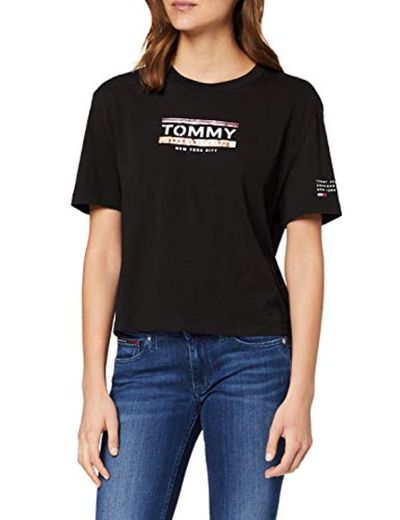 Tommy Hilfiger Tjw Sleeve Detail Logo tee Camiseta, Negro