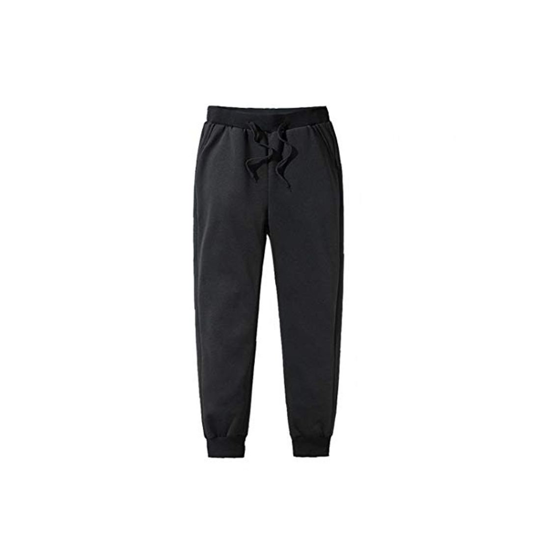 Moda LAANCOO Cálido Casual Pantalones Térmicos De Forro Polar Negro Pantalones De Chándal De Invierno Para Hombres M