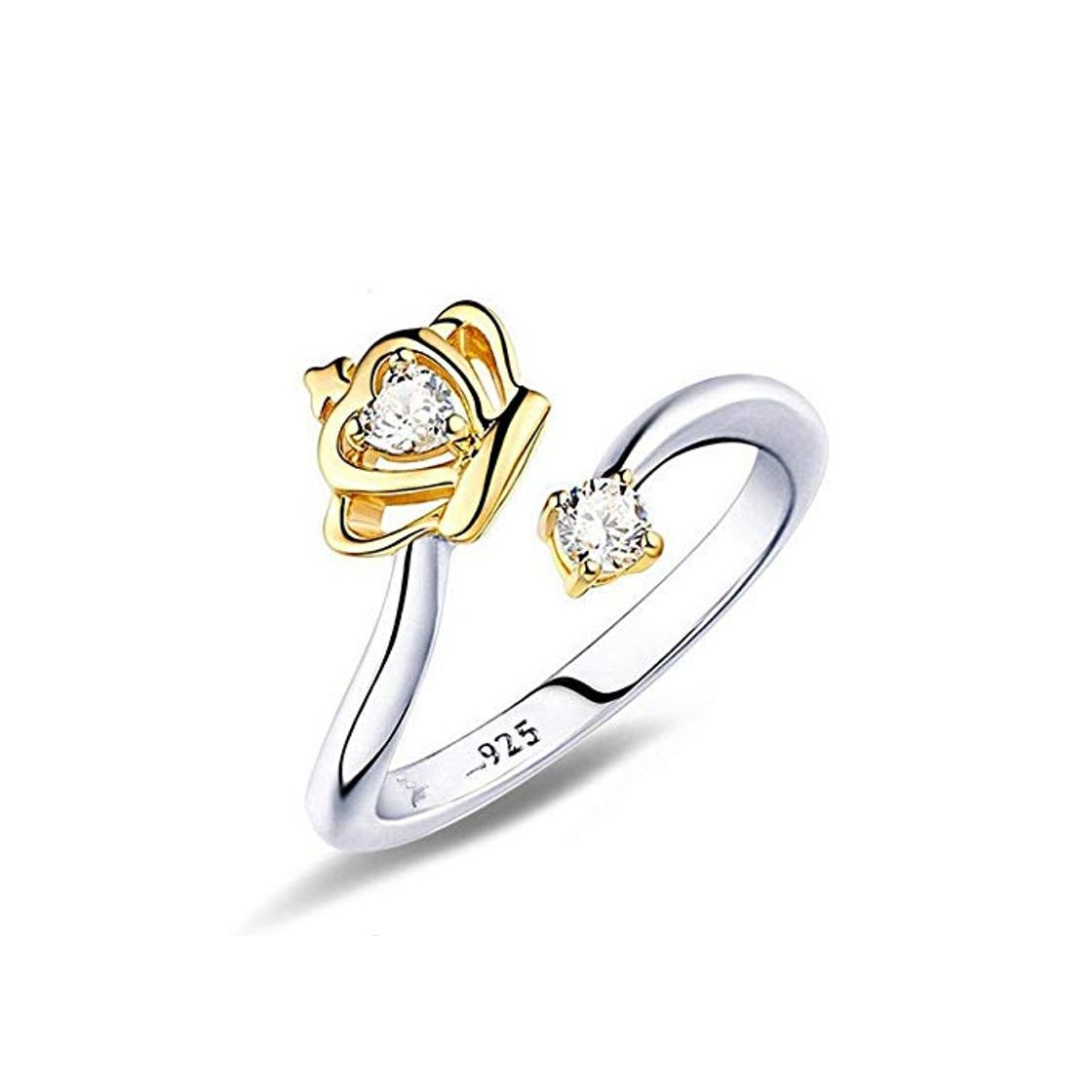 Fashion MUATE Noble Corona Anillo Abierto 925 Color Plata Anillos de Cristal para Las Mujeres Anel Anillos Aneis Bague Regalo de la joyería de Oro de tamaño Variable