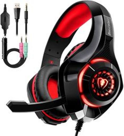 Gaming Headset Game Headphone Los Mejores Auriculares Casque con Micrófono Luz Led para Computadora Pc Audifo S Gamer Black