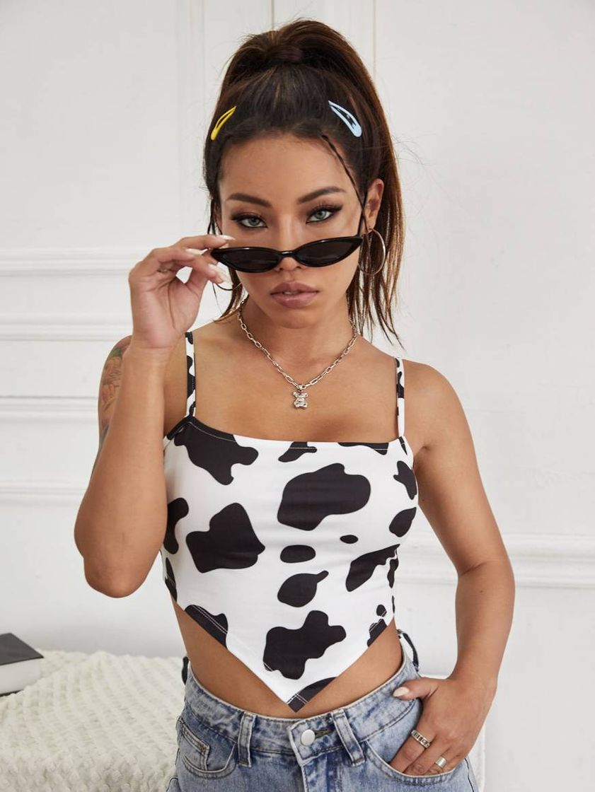 Social Cow Print Bandana Cami Top
