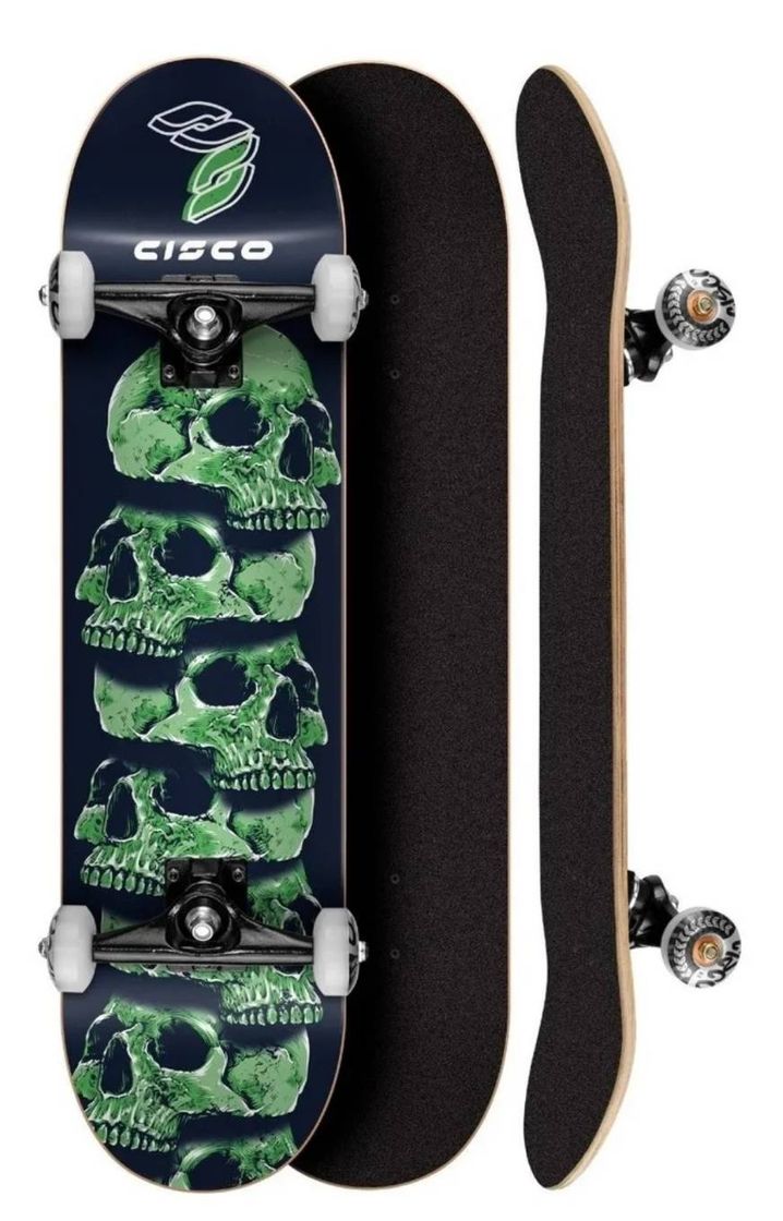 Social Skate montado profissional cisco skull green