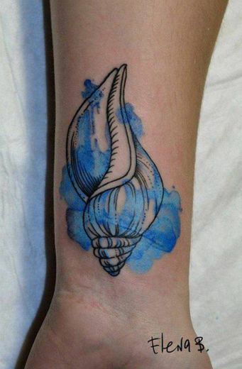 Tatuagem de concha com aquarela
