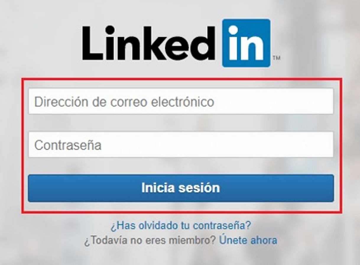 App LinkedIn: inicio de sesión o registro