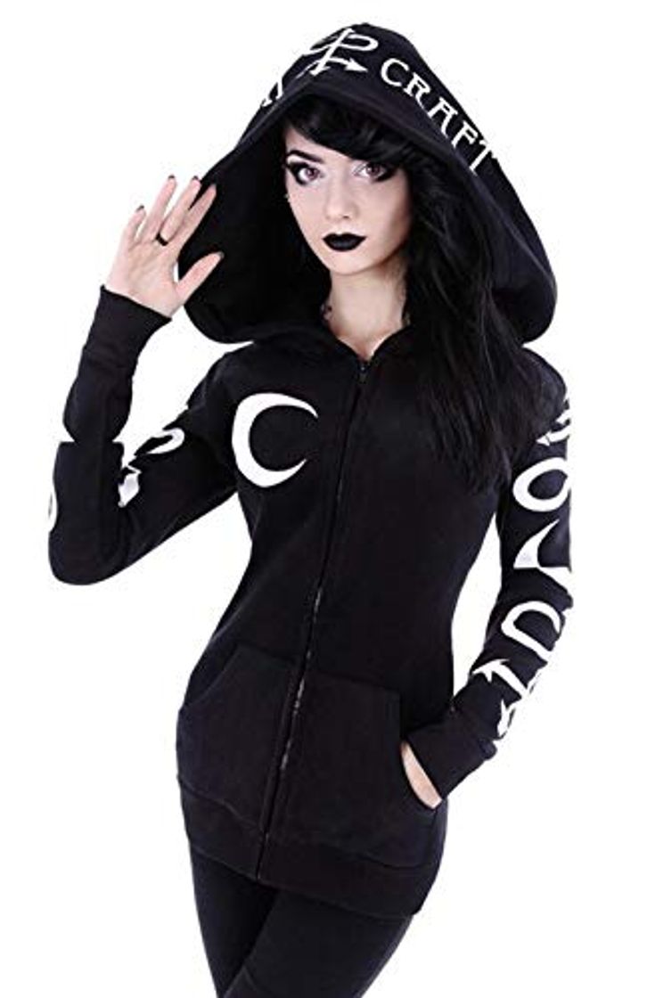 Moda Mujer Punk Gothic Sudadera con Capucha de Manga Larga Goth Sudaderas