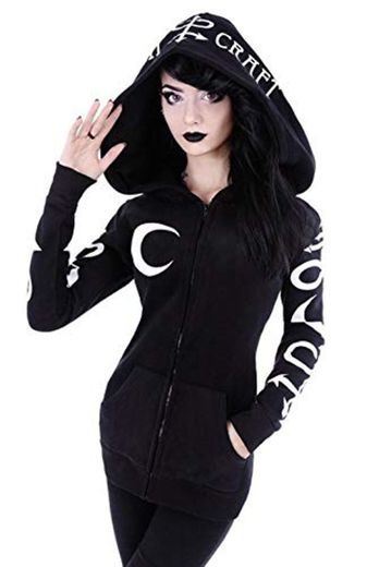 Mujer Punk Gothic Sudadera con Capucha de Manga Larga Goth Sudaderas