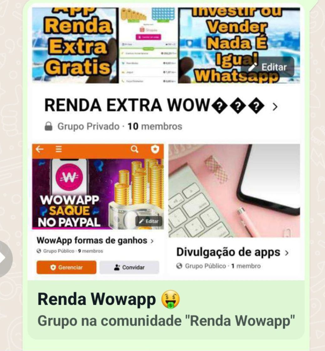 Moda Grupo whatsapp Renda Wowapp 