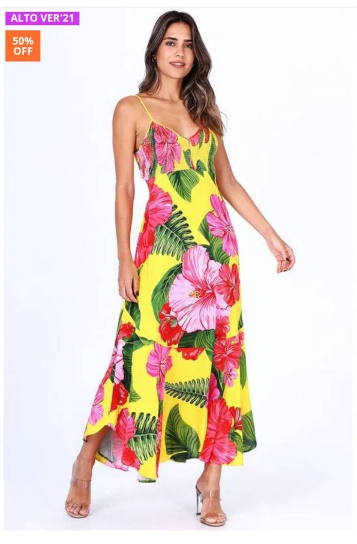 Social Vestido cropped chita tropical farm - Babadotop