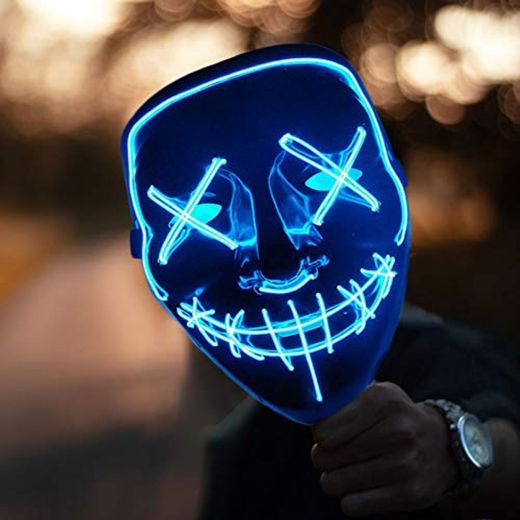 LED Purga Mascara Halloween Terror MáScaras,MáScara Disfraz Luminosa,para Hombre NiñOs Navidad Halloween