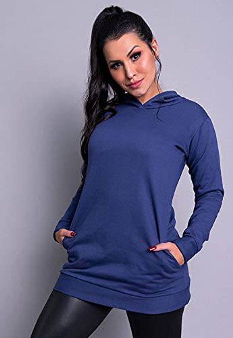 Fashion Casaco MVB Modas Feminino Moletom Flanelado Capuz