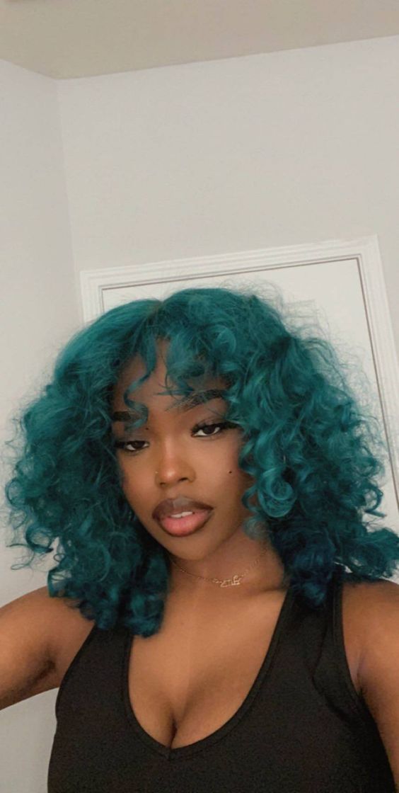 Fashion blue curly hair 💙