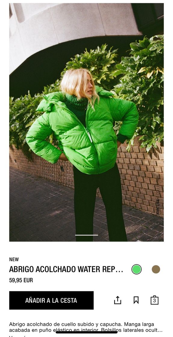 Product WATER REPELLENT PUFFER COAT - Apple green