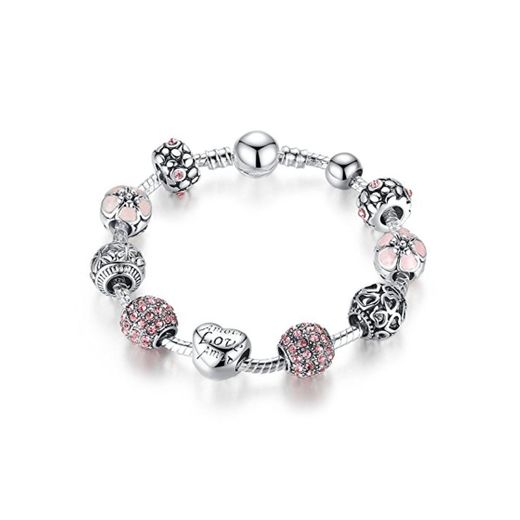 Brazalete de la pulsera del encanto con el Amor de Cupido Amor y cúbico del Zirconia Roja cumpleaños