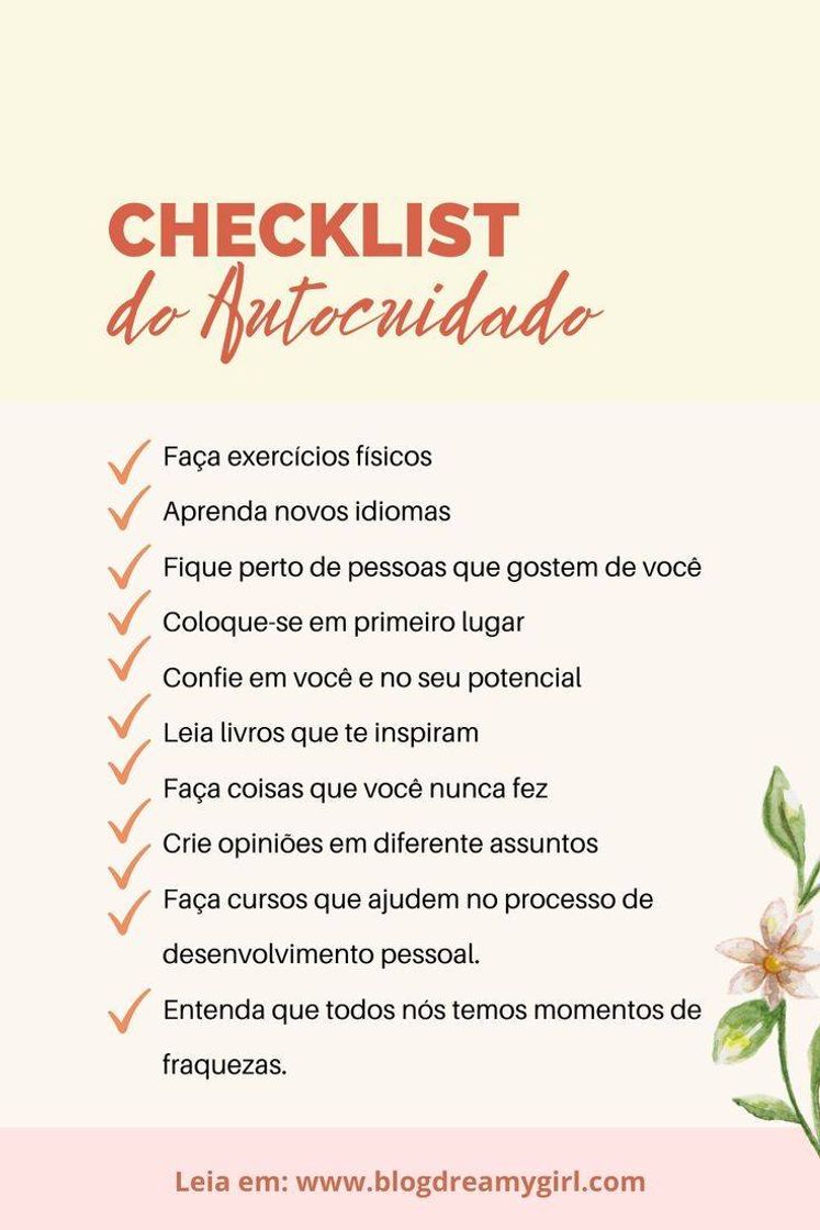 Moda Checklist do autocuidado