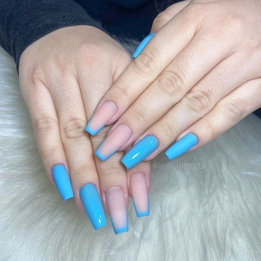 Unhas fibra de vidro azul