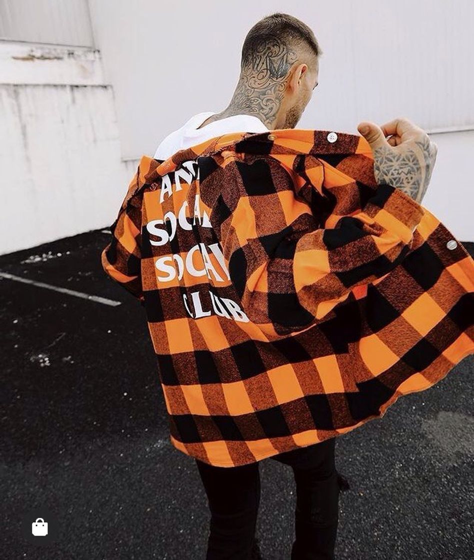 Social Camisa xadrez laranja anti social e calça neuw