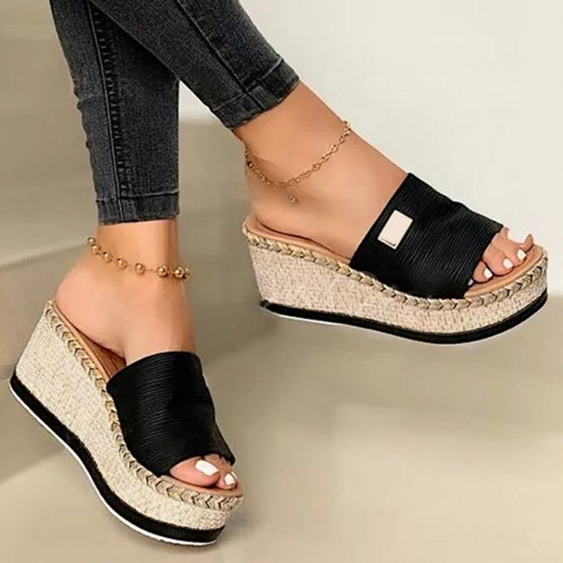 Producto Sandalias de Mujer cómodas Simples Femininas de Verano Casual Solo Suave Inferior Zapatillas Planos Zapatos de tacón