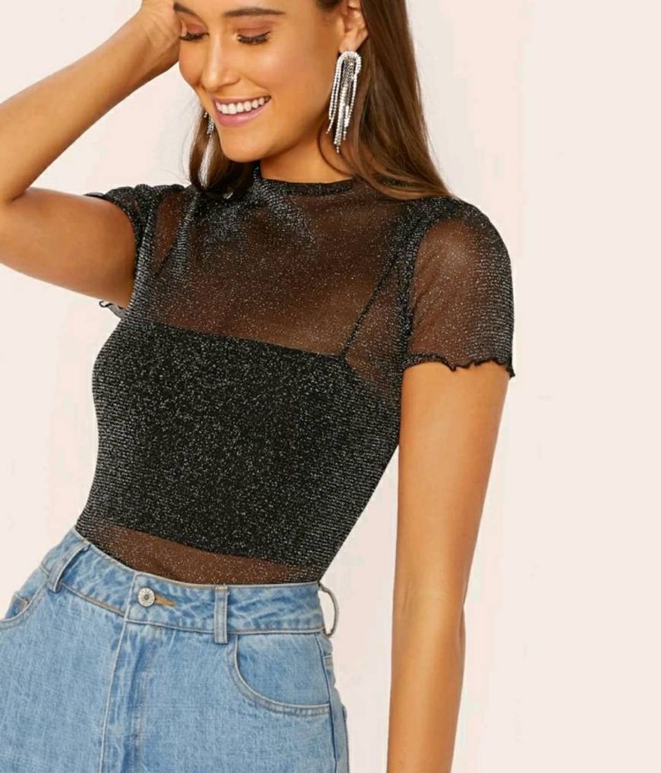 Fashion cropped transparente brilhante 