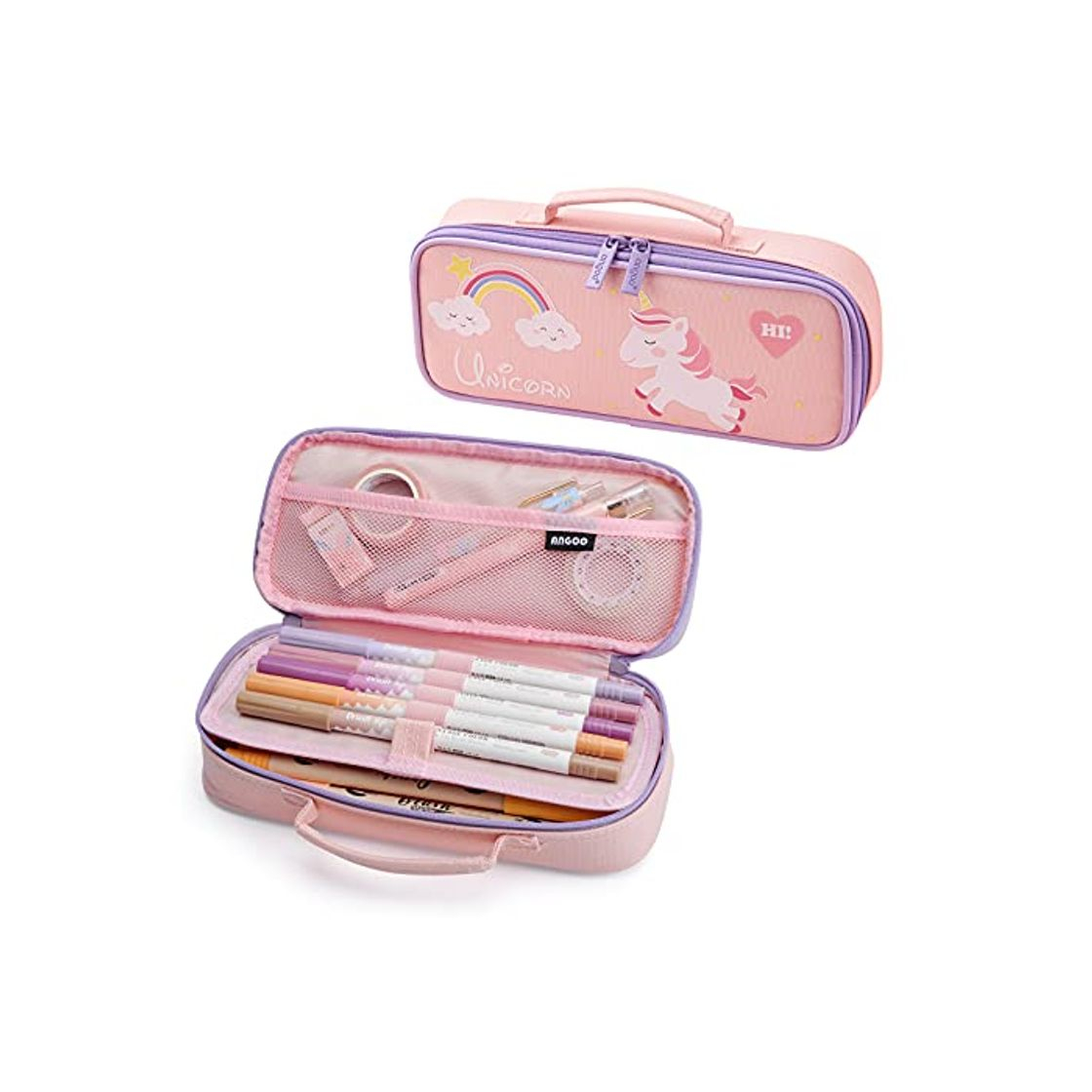 Fashion Estuche Escolar Unicornio, TOYESS Grande Portátil Caja de Papelería y Maquillaje, Estuche