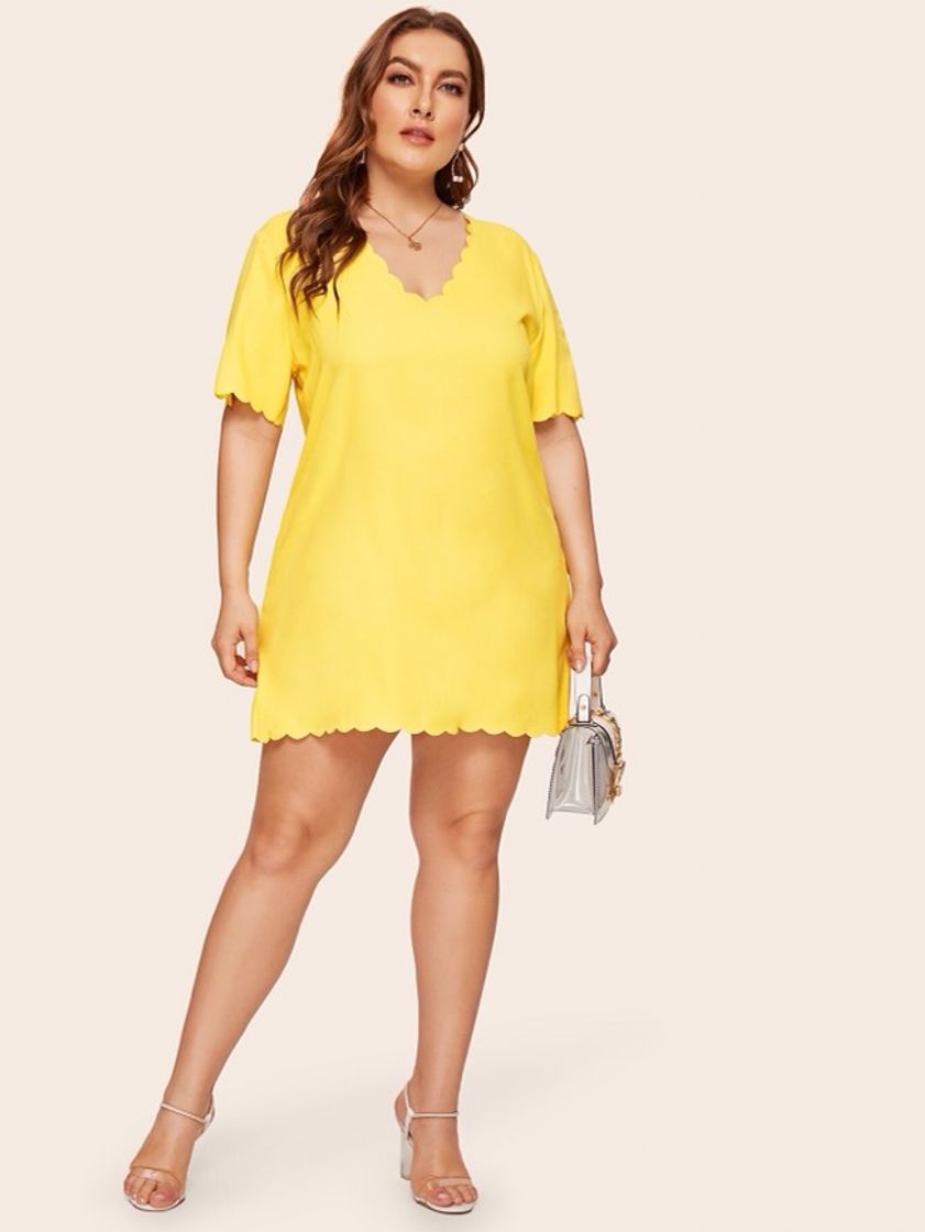 Moda Vestido amarelo plus size 