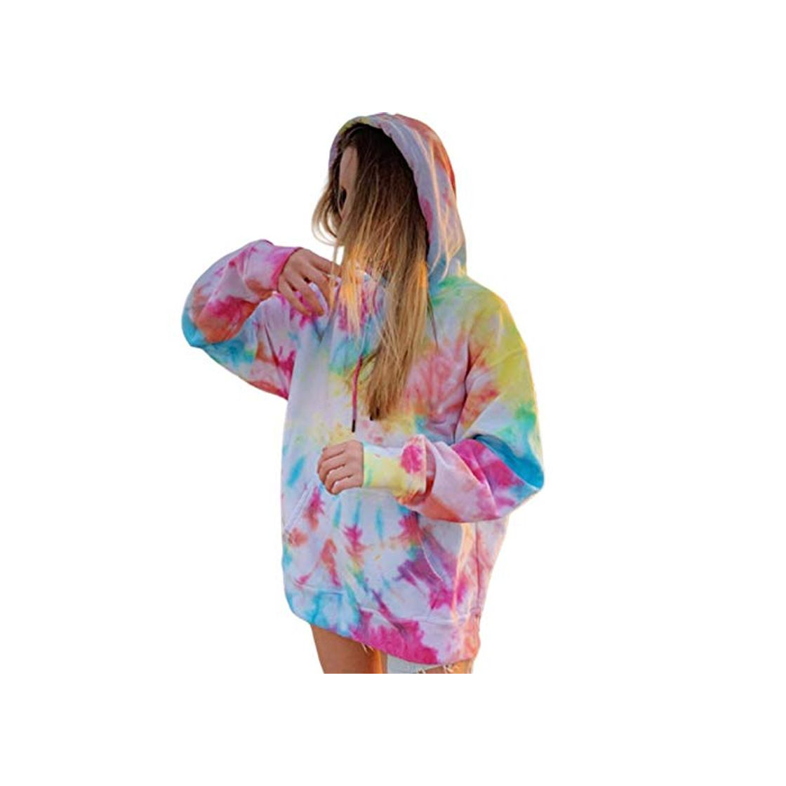 Moda Sudaderas con Capucha Mujer Suéter Tie Dye Manga Larga Estampado Sudaderas con