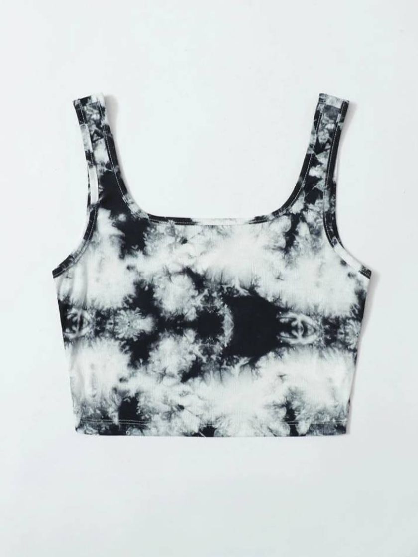 Fashion SHEIN Top De Alças Tecido Tie Dye Costurado

