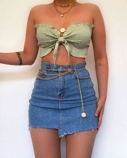 Jeans Skirt and cropped
