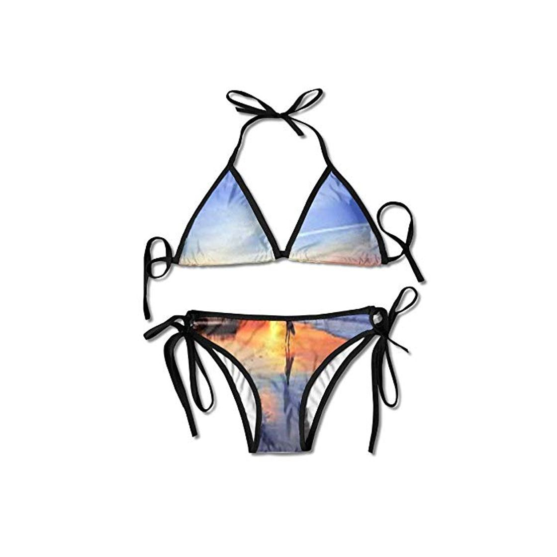 Products Sexy Triangle Bathing Two Pieces Unique Aesthetic Beach Dusk Landscape Padded Top Bottom Bikini Swiming Suit Two Piece Suits