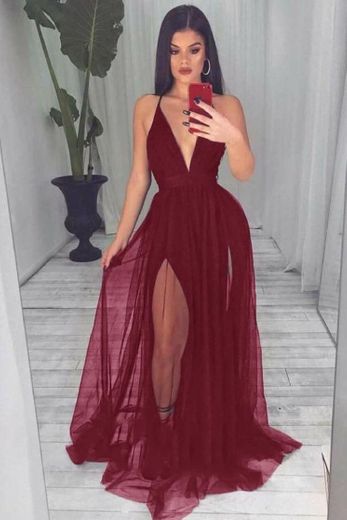 vestido com fenda vermelho 
