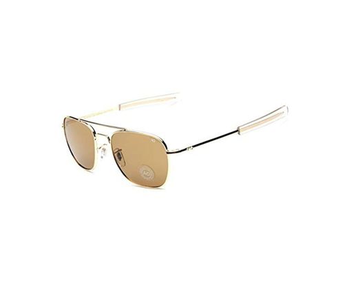 AOCCK Gafas de sol Pilot Sunglasses American Optical Glass Lens Sun Glasses Oculos De Sol Masculino brown and gold