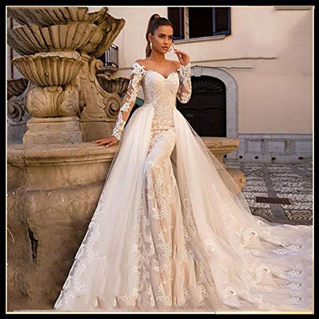 Social Vestido de novia Vestido de novia de manga larga atractiva de la
