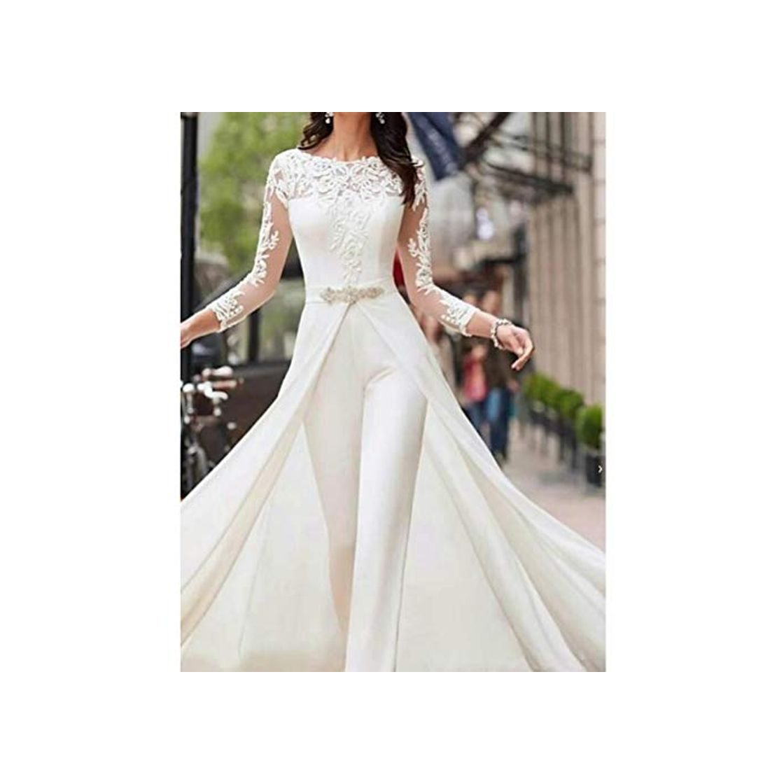 Social ZCRFYY De Dos Piezas del Mono Una línea de Vestidos de Novia