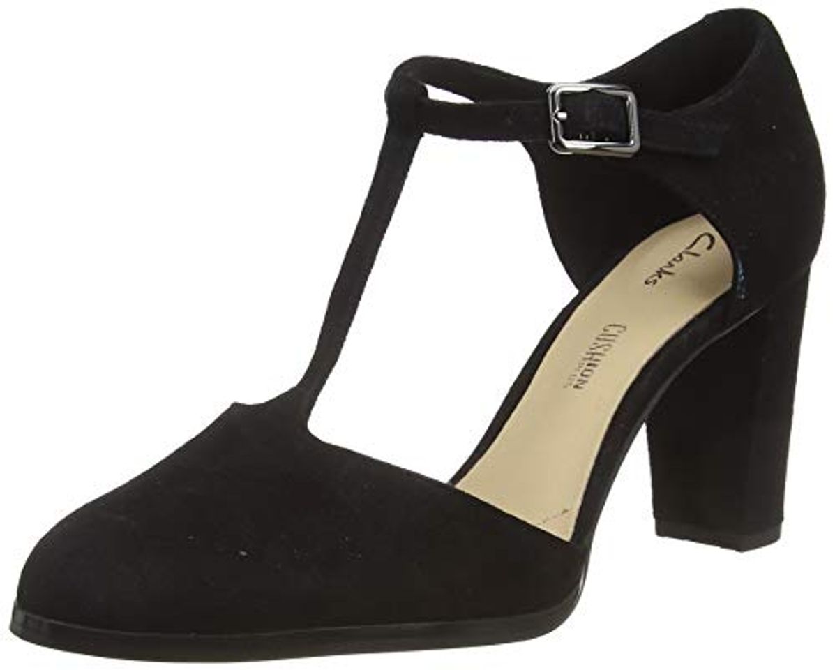 Fashion Clarks Kaylin85 Tbar, Zapatos de Tacón Mujer, Negro